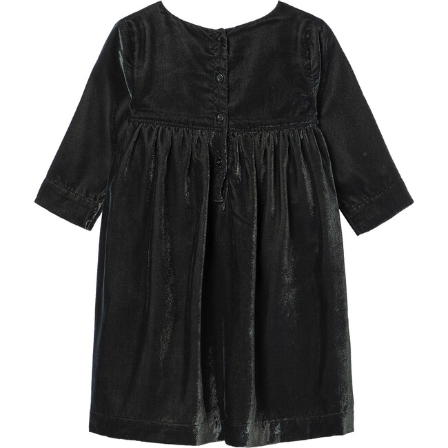 Velvet Embroidered Dress, Green - Dresses - 2