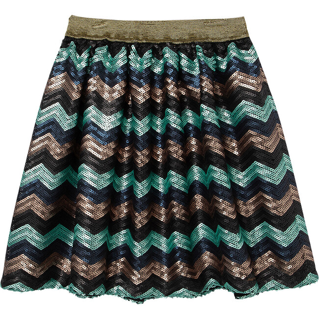 Sequin Chevron Skirt, Multi