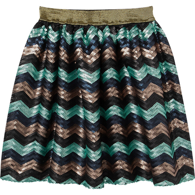 Sequin Chevron Skirt, Multi