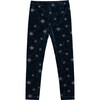 Glitter Stars Velour Legging, Navy - Leggings - 1 - thumbnail
