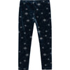 Glitter Stars Velour Legging, Navy - Leggings - 2