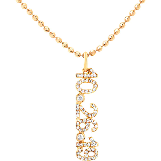 14K Diamond Custom Date Charm Necklace