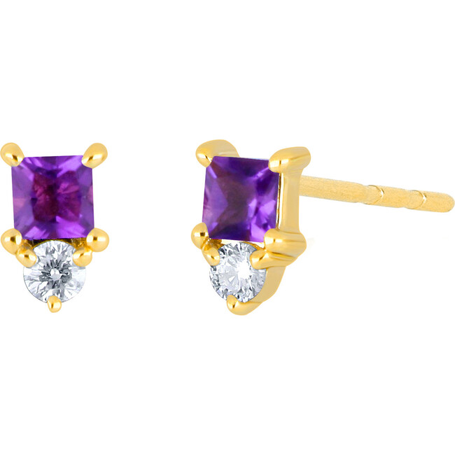 Women's 14K Single Mini Amethyst Birthstone Stud Earring - Earrings - 1