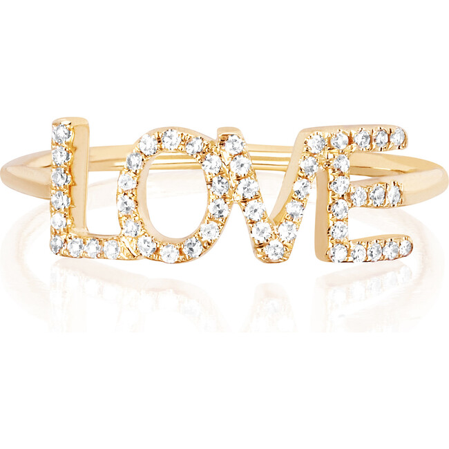 14K Diamond Love Ring with Block Letters - Rings - 1