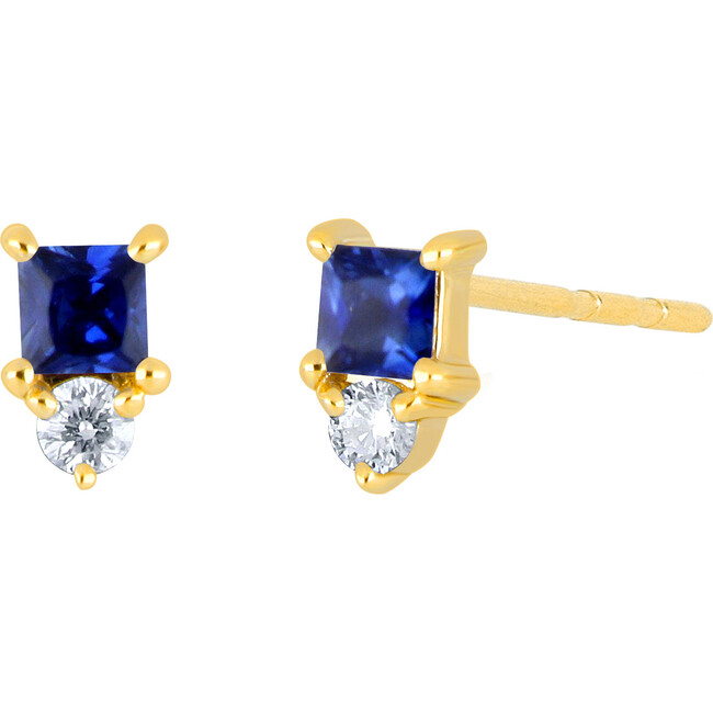 Women's 14K Single Mini Blue Sapphire Birthstone Stud Earring