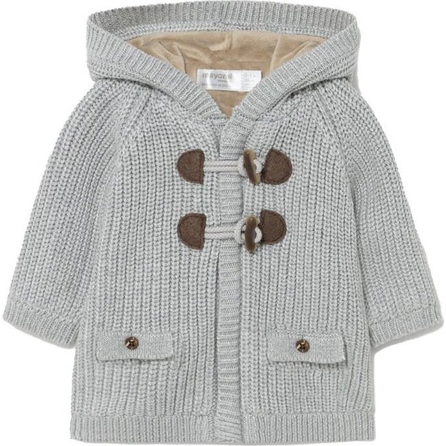Hooded Knit Jacket, Gray - Jackets - 1