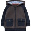 Plaid Hooded Cardigan, Navy - Cardigans - 1 - thumbnail