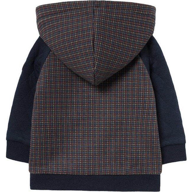 Plaid Hooded Cardigan, Navy - Cardigans - 2