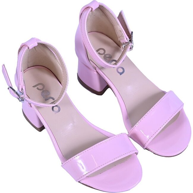 Patent Sandal-Strap Heels, Pink