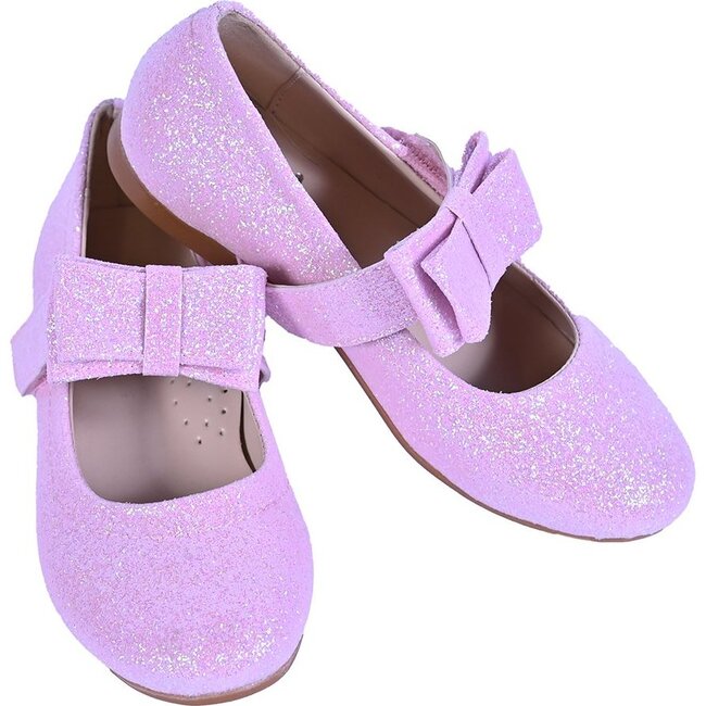 Bubblegum Sparkly Bow Flats, Pink