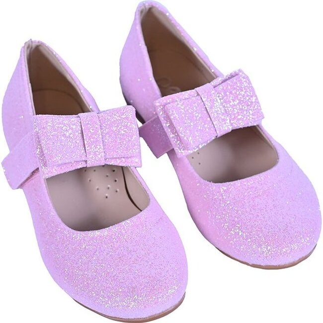 Bubblegum Sparkly Bow Flats, Pink