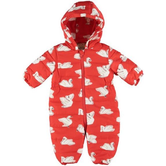 Puddle Swan Snowsuit, Red - Puffers & Down Jackets - 1