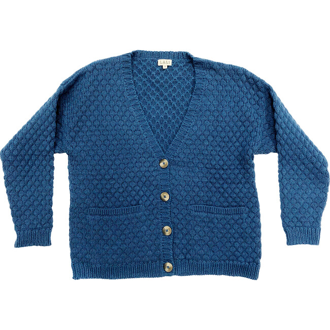 Women's Blue Alpaca Wool Cardigan - Sweaters - 1