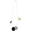 Tulle Pom Necklace, Yellow - Necklaces - 1 - thumbnail