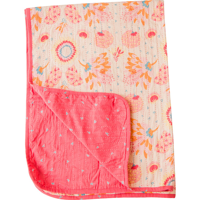 Toddler Quilt, Pink Kantha - Quilts - 1