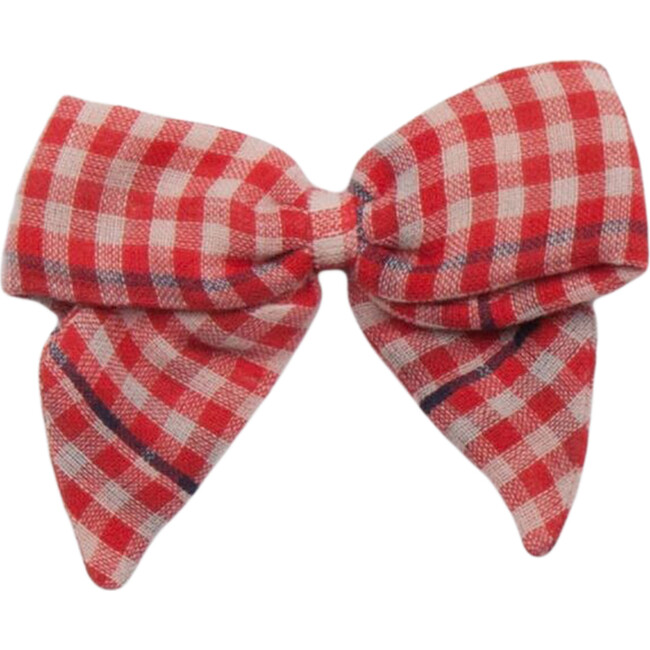 Yarn Bow, Red Checks - Bows - 1