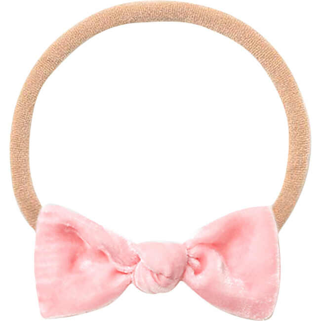 Mini Bow Headband, Pink Velvet