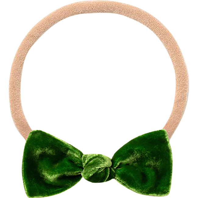 Mini Bow Headband, Green Velvet