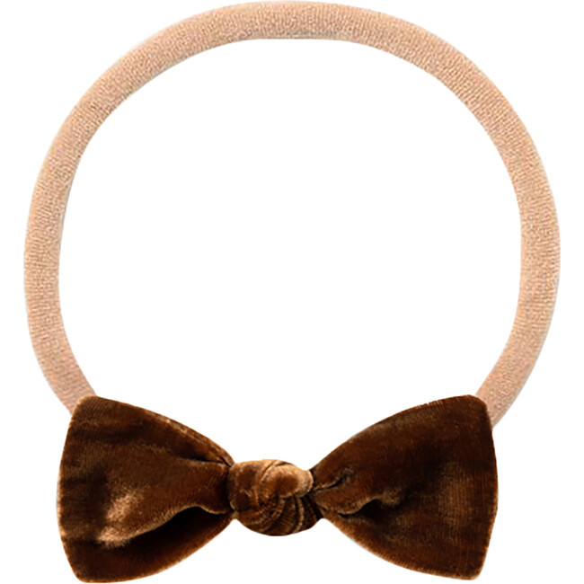 Mini Bow Headband, Brown Velvet