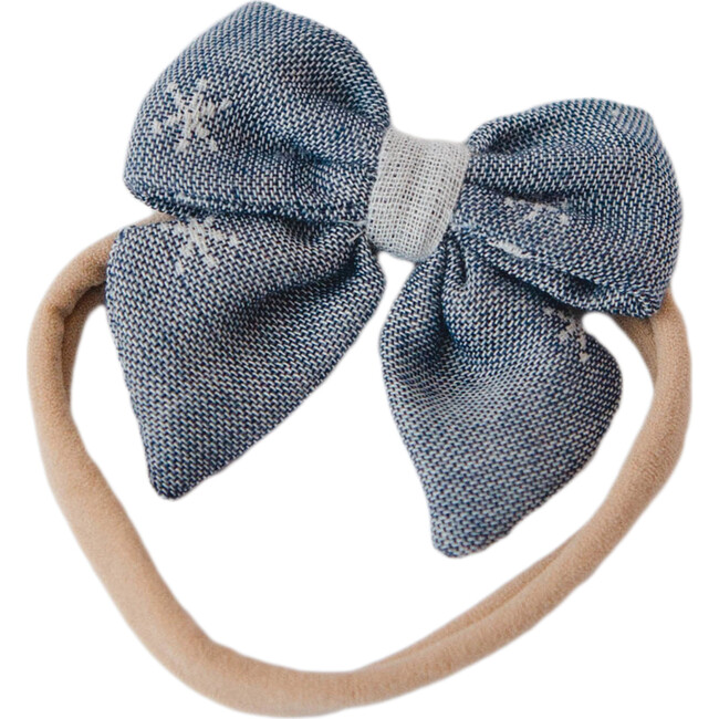 Baby Bow Headband, Chambray Stars - Bows - 1