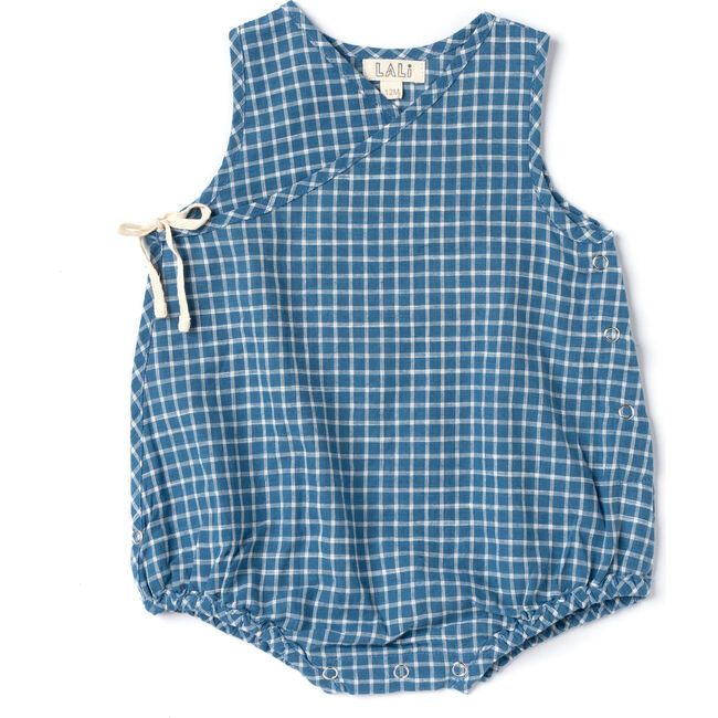 Buttercup Romper, Blue Chex - Rompers - 1