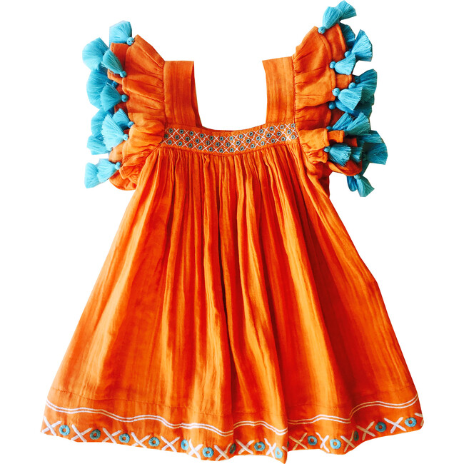 Serena Hugs & Kisses Tassel Dress, Orange - Dresses - 1