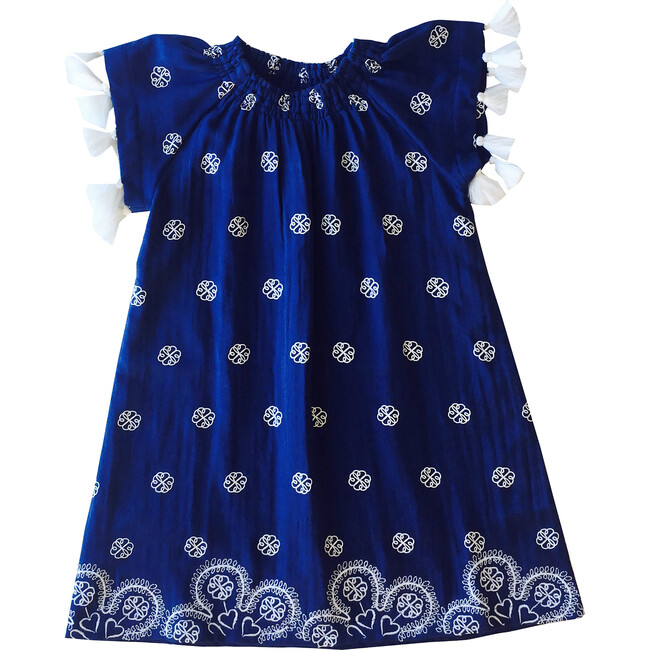 Hadley Smocked Tassel Tunic, Navy Embroidery - Tunics - 1