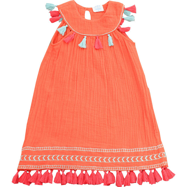 Katrina Tassel Dress, Living Coral - Dresses - 1