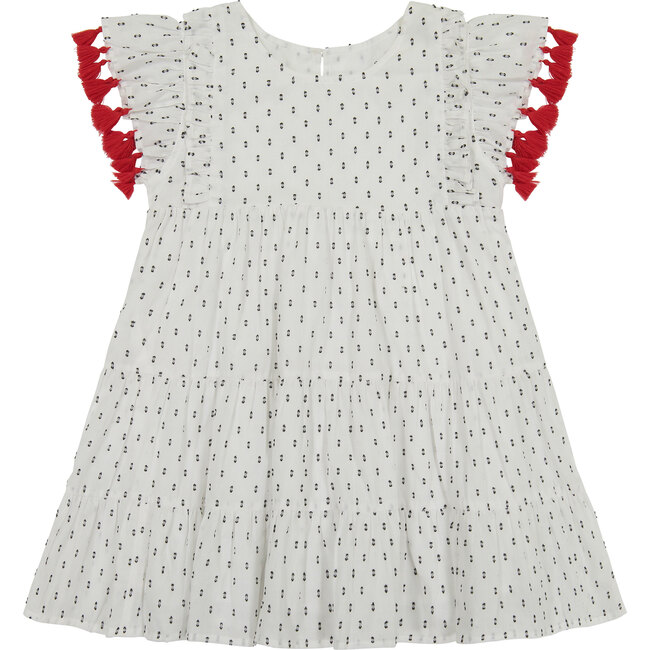 Sophie Tassel Dress, White Swiss Dot - Dresses - 1