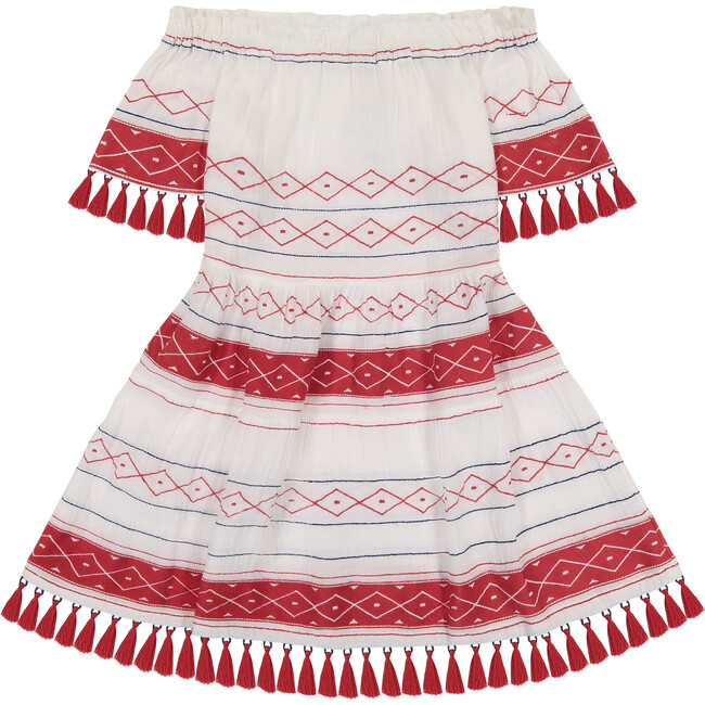 Women's Suri Off Shoulder Mini Dress, White & Red