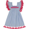 Serena Reversible Tassel Dress, Azure Blue & Stripe - Dresses - 1 - thumbnail