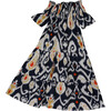 *Exclusive* Genevieve off-the-shoulder Maxi Dress Navy Ikat - Dresses - 1 - thumbnail
