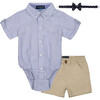 Baby 3-Piece Shirt & Short Set, Blue Stripe - Mixed Apparel Set - 1 - thumbnail