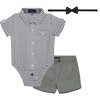 Baby 3-Piece Sunny Day Set, Grey Stripe - Mixed Apparel Set - 1 - thumbnail