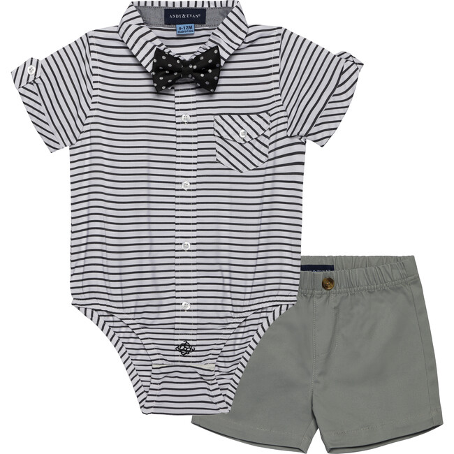 Baby 3-Piece Sunny Day Set, Grey Stripe - Mixed Apparel Set - 2