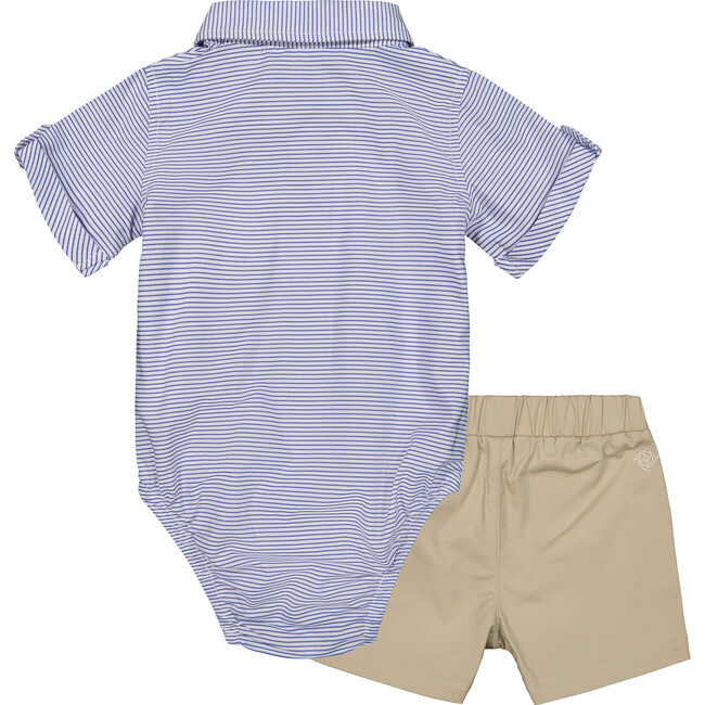 Baby 3-Piece Shirt & Short Set, Blue Stripe - Mixed Apparel Set - 3