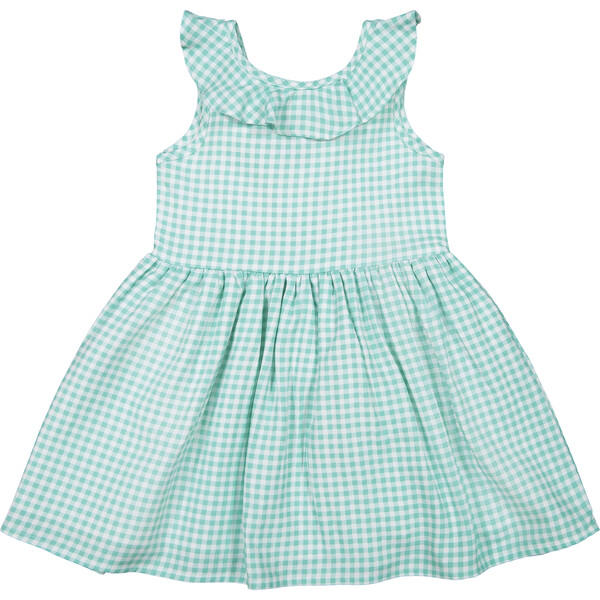 Ruffle Collar Dress, Green Gingham - Andy & Evan Dresses | Maisonette