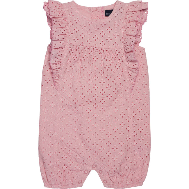 Baby Bubble Romper, Pink Eyelet Andy & Evan Rompers