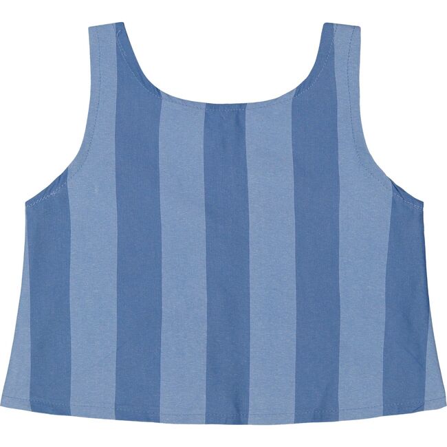 Striped Chambray Shorts Set, Blue - Mixed Apparel Set - 2