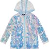 Floral Rain Jacket, Blue Clear - Jackets - 1 - thumbnail