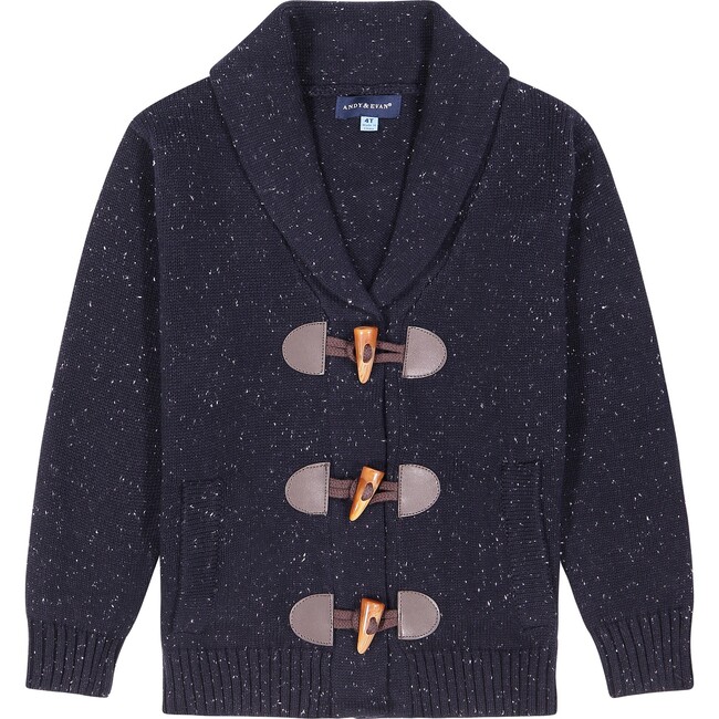 Shawl Collar Toggle Cardigan, Navy - Cardigans - 1