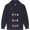 Shawl Collar Toggle Cardigan, Navy - Cardigans - 1 - thumbnail