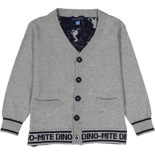 Dino Cardigan, Grey & Navy
