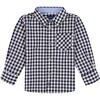 Woven Button Down Shirt, Navy Gingham - Shirts - 1 - thumbnail