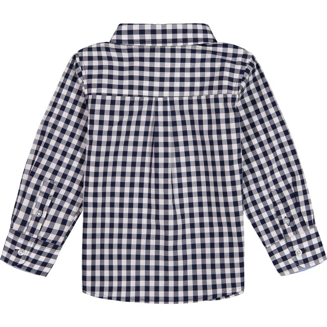 Woven Button Down Shirt, Navy Gingham - Shirts - 2