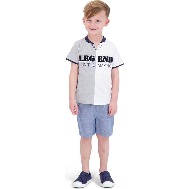 Henley Tee, White Grey - Shirts - 2