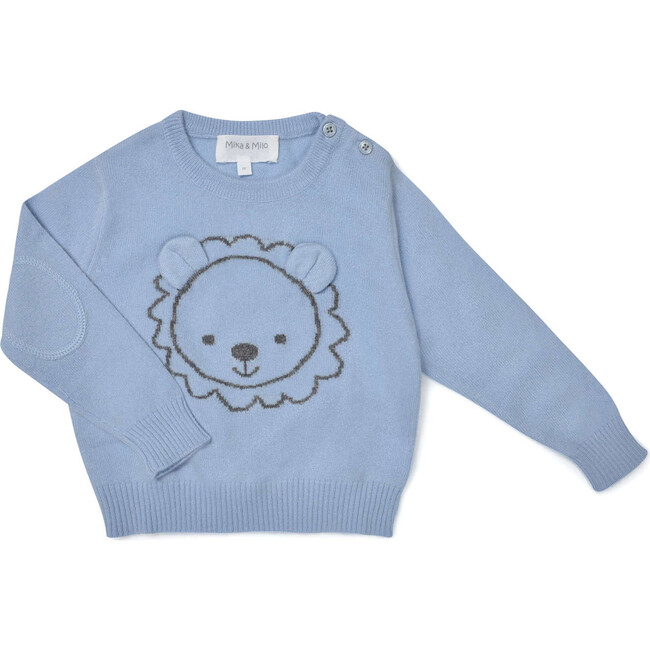 Lion Jumper, Baby Blue - Sweaters - 1