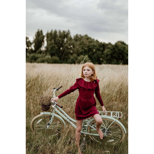 Ruffled Dress, Berry Red - Dresses - 2