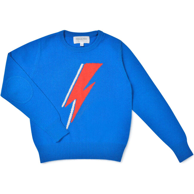 Lightning Bolt Jumper, Blue - Sweaters - 1
