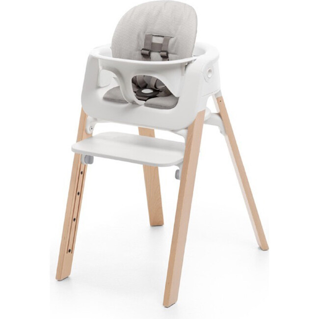 Stokke® Steps™ HighChair Complete, Natural Legs (White Seat and Grey Cushion) - Highchairs - 1